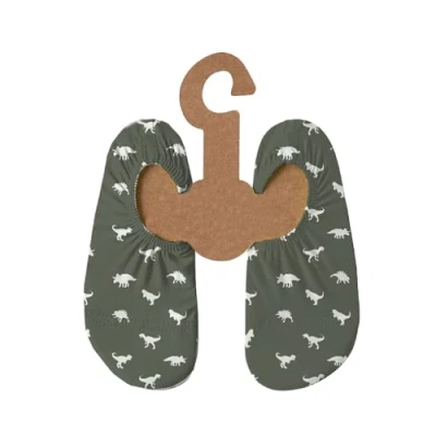 Imagen de Slipstop Zapatos de playa para niños, antideslizantes, deportivos, natación, vacaciones, unisex, protección solar UPF 50+, Dino Green, 21/23 EU