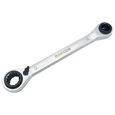 Imagen de DAKCOS Llave de trinquete 4 en 1 8 x 10 12 13 mm, carraca doble anillo reversible CR V, 72 dientes