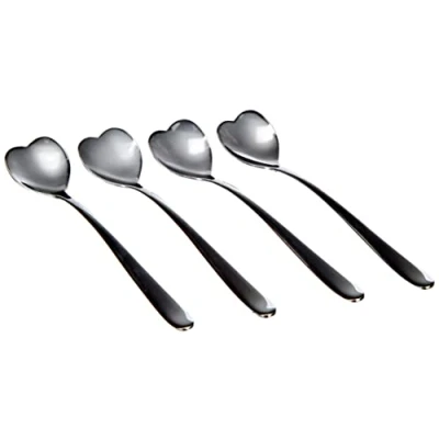 Imagen de Alessi Big Love AMMI08/7 Juego de Cuatro Cucharas Café con Design Corazón, Acero Inoxidable 18/10