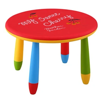 Imagen de Aranaz Mesa Infantil Redonda Multifuncional Diseño Moderno Para Niños Fabricada en Plástico Desmontable Jardín o Terraza Resistente Roja 30 x 15 48 cm