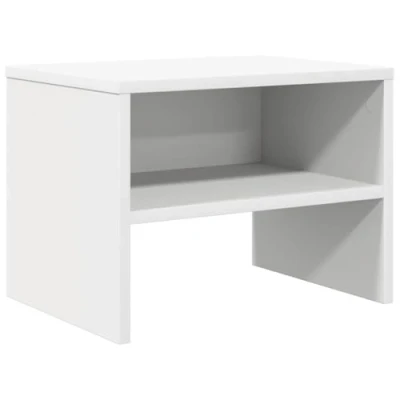 Imagen de vidaXL Mesilla Noche Pequeña 1 Estante Mesita Habitación Mesa Lateral Cama Mueble Auxiliar Dormitorio Hueco Compartimento Cerrado Contrachapada Blanco