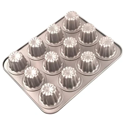 Imagen de Molde para Canele Tartas Horno y Repostería Antiadherente de Bordelais Hornear Taza Muffins Cannele Pastel Acero al Carbono Cannelé Gelatina Magdalenas Pudín 6 Cavidades