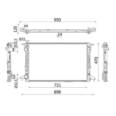 Imagen de MAHLE ORIGINAL CR 2179 000S Radiador, refrigeración del motor Aluminio 721 470 24 Aletas unidas mecánicamente AUDI: A4 B9 Avant