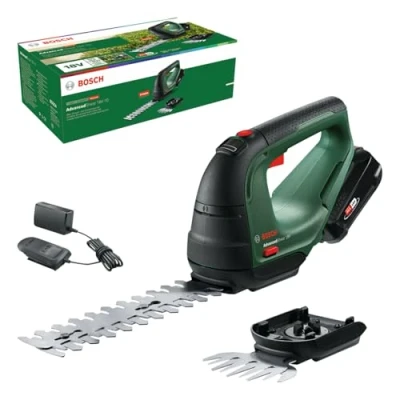 Imagen de Bosch Home and Garden 0600857000 AdvancedShear 18V 10 (1 2,0 Ah, Sistema de 18V, cortan hasta 85 m² por Cada Ciclo batería, con Cuchillas cortacésped y Cortasetos, en Caja)