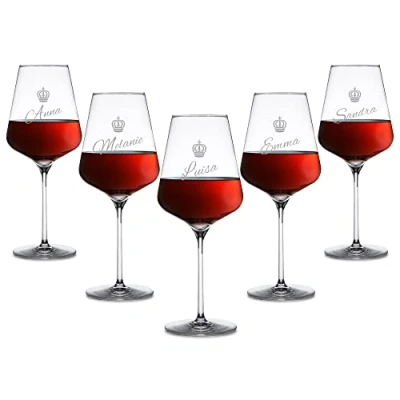 Imagen de AMAVEL Juego de 5 copas vino con grabado personalizado, regalo para amigos y amantes del vino, 500 ml