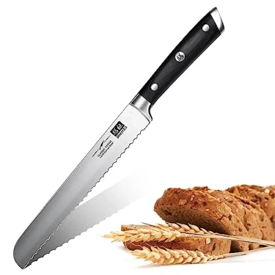 Imagen de SHAN ZU Cuchillo Panero 20cm, Cocina Serrada de Acero Inoxidable Alemán 5Cr15MOV, Mango Madera Ergonómico, Sierra para Cortar Panes Caseros, Tostada, Pasteles CLASSIC Series