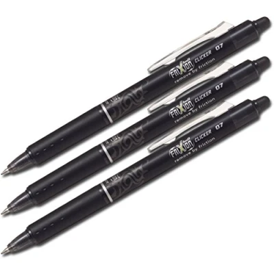 Imagen de Bolígrafo de tinta borrable Pilot Frixion Clicker, en color negro, 3 Stifte
