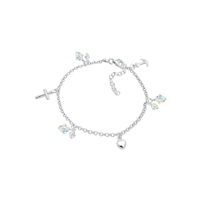 Imagen de Elli Pulseras Mujeres Cruz Corazón Ancla con Cristales en Plata de Ley 925