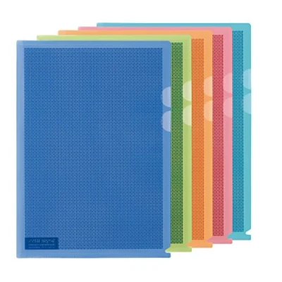 Imagen de PLUS Japan Funda de camuflaje, protección visual, datos DIN A4, 5 unidades, azul/verde/naranja/fucsia/transparente