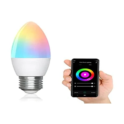 Imagen de Levitantes bombilla inteligente E27 LED tipo VELA con Wi Fi compatible Alexa, Google Home, 6.5 W 555 Lm regulable luz cálida y natural + RGB