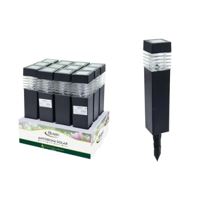 Imagen de NORDIQ Luz Solar Exterior Jardin LED Potentes Focos Solares Decorativos Lamparas Terraza, Caminos Iluminacion Pack 12 Negras