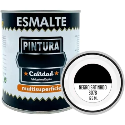 Imagen de AC Bote de Pintura Esmalte Fabricado en España Ideal para Cualquier Superficie, Madera, Plástico, Cristal o Cemento Capacidad 125 ML Negro Satinado (S078)