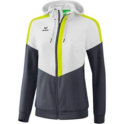 Imagen de ERIMA Squad Track Top Tracktop con Capucha, Women&#039;s, Blanco/Slate Grey/Bio Lime, 34