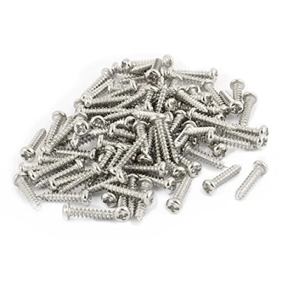 Imagen de sourcing map Tornillos Autoperforantes de Cabeza 100piezas M2 x 10mm Acero Inoxidable STL Phillips Pan Redondo
