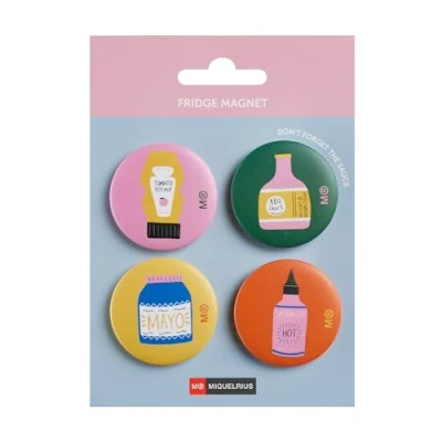 Imagen de Miquelrius Set de Imanes nevera, 4 redondos, Material chapa metálica forrada, pequeños Ø40 mm, Colección Foodie Lovers