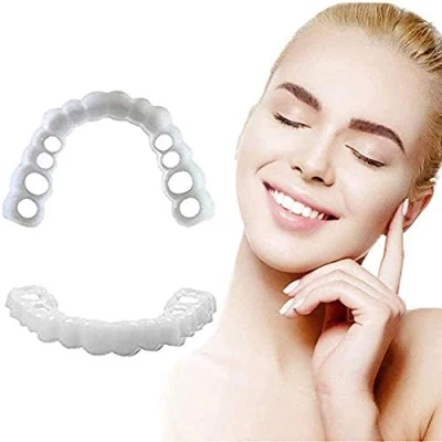 Imagen de BGZ 2 Pares Temporales Carillas Dentales Cosméticas Dentaduras Snap on Instant Sonrisa Dientes No Dolor Hay Perforación Mejora Tu En Minutos Casa Superior Y Inferior