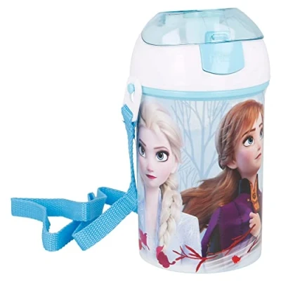 Imagen de Botella infantil con correa de 450 ml frozen 2 blue forest