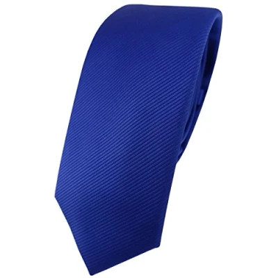 Imagen de TigerTie Corbata estrecha de diseñador en un solo color acanalado, azul real, Krawattengröße: ca. Länge 150 cm, Breite 6 cm