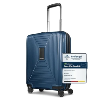 Imagen de REDOLZ Artículos comunes Essentials 14, Azul oscuro metálico, Kabinen Trolley+ (55 cm) erweiterbar, Carro rígido con ruedas giratorias