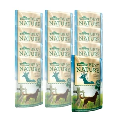 Imagen de Dehner Best Nature Comida para Perros Adulto, Salvaje y Pasta con arándanos, en Bolsa, 12 x 150 g (1,8 kg)