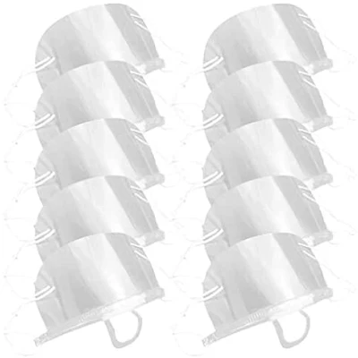 Imagen de BEAUTYBIGBANG 10 protectores faciales, transparentes, antivaho, para saliva, chef, escupir boca, protección de alimentos, protector bucal plástico, hotel, cocina, restaurante