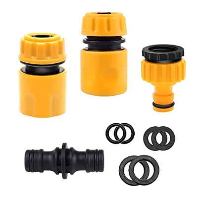 Imagen de Lahviuu Conectores de Manguera, 4 pcs Adaptador Grifo Manguera Doble Macho Jardín Kit Conector Tubo Rapido