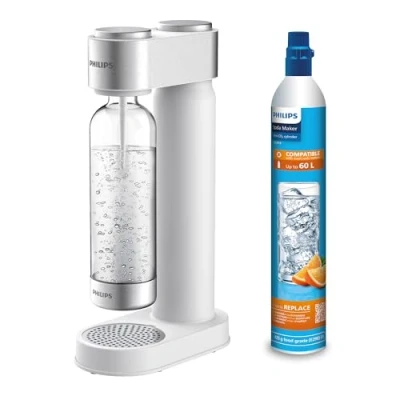 Imagen de Philips Water Solutions GoZero Sparkling Maker Sifón, máquina para Hacer Soda, 1 Litro, plástico, Blanco (White)