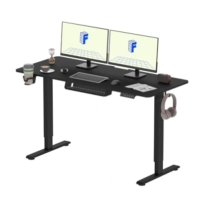 Imagen de FLEXISPOT Escritorio de Pie con Tablero (Negro,140x60cm), Standing Desk, Elevable Eléctrico Ordenador Mesa Gaming Ajustable en Altura Memoria Automática Inteligente