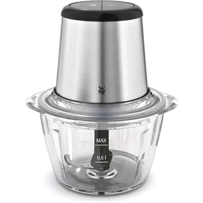 Imagen de WMF Kult X Picadora Eléctrica, Multifuncion de picar, trocear y mezclar, Cuchillas Desmontables acero inoxidable, Capacidad 1 l, 2 velocidades, Cristal resistente, 320 W, panel control LED