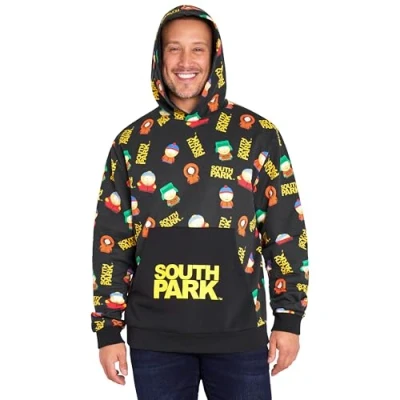 Imagen de South Park Sudadera con Capucha y Bolsillo Canguro para Hombres Regalos Hombre (Negro/Multi, XL)
