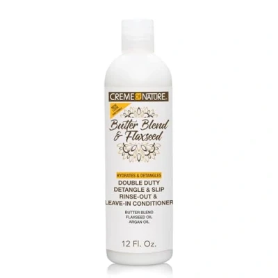 Imagen de Creme of Nature, Butter Blend &amp; Flaxseed, Acondicionador suavizante, con o sin aclarado, nutre, desenreda y alarga los rizos, cuidado del cabello rizado encrespado, sulfatos de silicona, 355ml