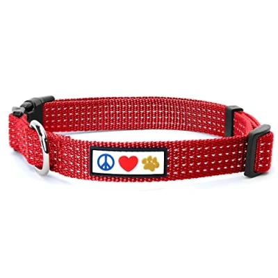 Imagen de Pawtitas Collares para Perros Reflectante Adaptable Collar Perro y Cachorro Ajustable Resistente Ideal Entrenamiento Color Rojo Pequeño