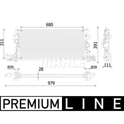 Imagen de MAHLE ORIGINAL CR 2251 000P Radiador, refrigeración del motor Aluminio 680mm 311mm 28mm con sensor Aletas soldadas