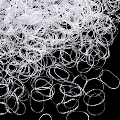 Imagen de Paquete de 1000 Mini Gomas Pelo Bandas Elásticas Suaves para Niños, Trenzas, Peinado Boda y Más (Transparente)
