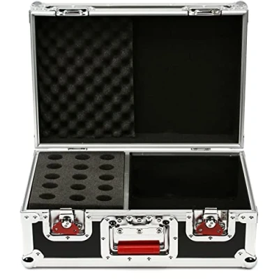 Imagen de Gator Cases ATA Flight Case de madera, con soportes para 15 micrófonos, cierres empotrados y almacenamiento cables (G TOUR M15)