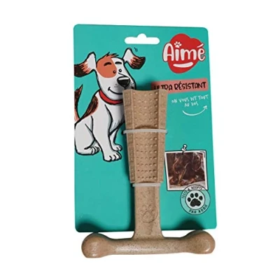Imagen de Aimé Juguete para Masticar Perros Medianos y Grandes Sabor a Pollo de 14 cm Huesos Fibras Bambú Nylon Juguetes Interactivos que Favorecen la Higiene Bucodental