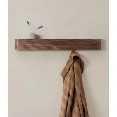 Imagen de Kazai. Perchero Pared Madera &#039;Toke&#039; Diseño Moderno con Ganchos Ocultos Panel de Chapa Maciza Nogal