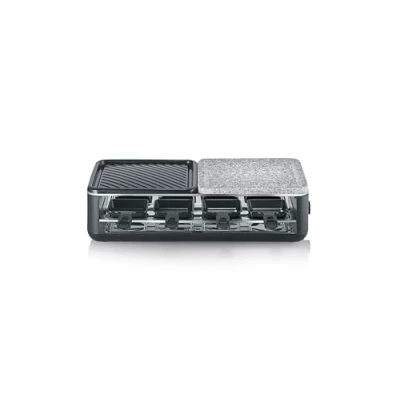 Imagen de SEVERIN Raclette grill con piedra natural y placa de 8 sartenes revestimiento antiadherente 1300 W Negro RG 2366