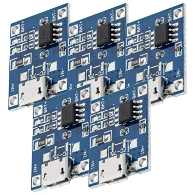 Imagen de AZDelivery 5 x TP4056 Micro USB 5V 1A Controlador de Carga, Cargador Bateria Iones Litio, Módulo Carga con E Book Incluido!