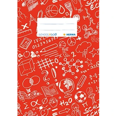 Imagen de HERMA 19414 Schoolydoo Funda para cuaderno A5 con etiqueta de rotulación polipropileno resistente y lavable, color rojo