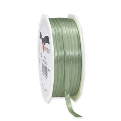 Imagen de C.E. PATTBERG PRÄSENT cinta regalo satén color verde viejo, 50 m de raso para envolver regalos, 6 mm ancho, decoración y manualidades, decorativa versátil