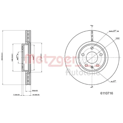 Imagen de METZGER 6110716 Disco de freno Eje delantero 319,9 29,9 5 112 ventilación interna barnizado, Lijado en cruz altamente carbonizado AUDI: A5 B8 Coupé
