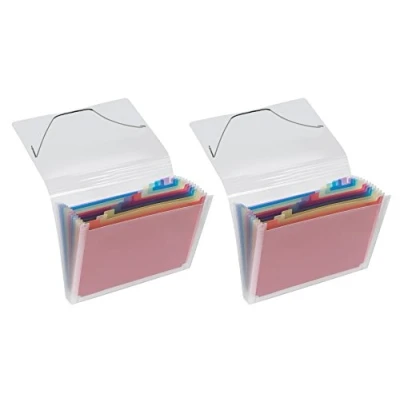 Imagen de VELOFLEX 4446290 Carpeta de compartimentos Crystal DIN A4, con 12 y pestañas, material PP, separadores colores, transparente