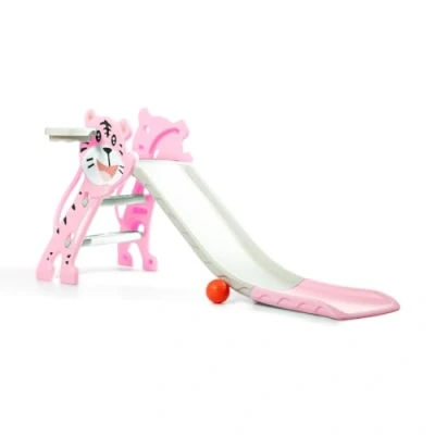 Imagen de ATAA tobogan Gatito Rosa Tobogán niños y niñas Plegable pequeños con Canasta Ideal para Interior o Exterior, Infantil 2 en 1