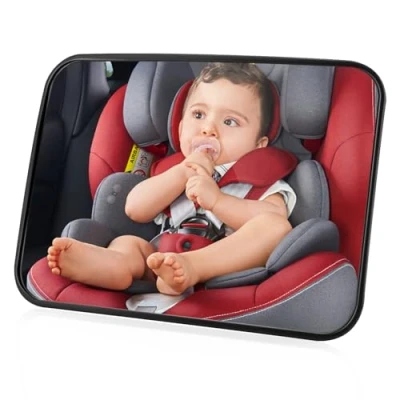 Imagen de NEUTYPECHIC Espejo Coche Bebé Asiento Trasero, Retrovisor Bebe Amplio Campo de Visión, 100% a Prueba Roturas para Silla Trasera Bebé/Asientos Niños, Negro