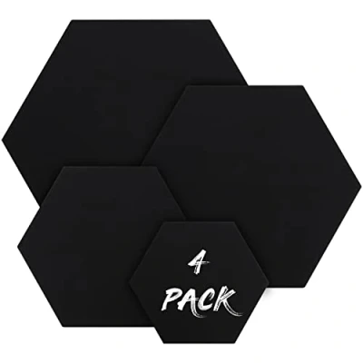 Imagen de Belle Vous Pack de 4 Lienzo Hexagonal Negro Lienzos para Pintar Acrilico y Óleo Tamaños Variados Set en Blanco Prestirados Bocetos Dibujos