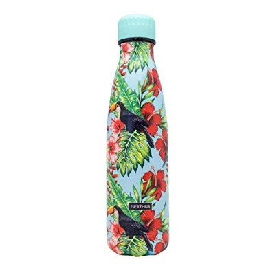 Imagen de Nerthus FIH 757 Botella Termo Doble Pared diseño Color, Acero Inoxidable, Libre de BPA, 18/8, Pitufos Rosa, 500ml