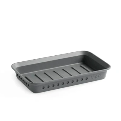 Imagen de TATAY Jabonera para el baño Bohol, de Polipropileno, Libre BPA, Plástico 100% Reciclado, Gris Antracita. Medidas: 14 x 8,5 2 cm