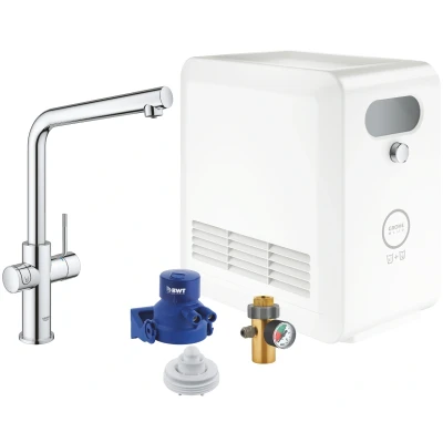 Imagen de Grohe 31347003 Blue Professional Kit Grifo de Cocina caño en L, Agua Pura Libre Cal con un Sabor refrescante, 230 V, Cromo