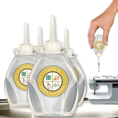 Imagen de CAVECA Pack 4 Aceite para Máquina de Coser total 100ml, Multiusos y Universal Bordar, Lubricante sin Resina ni Ácido Tejer, Cadena Bicicleta, Puertas,etc